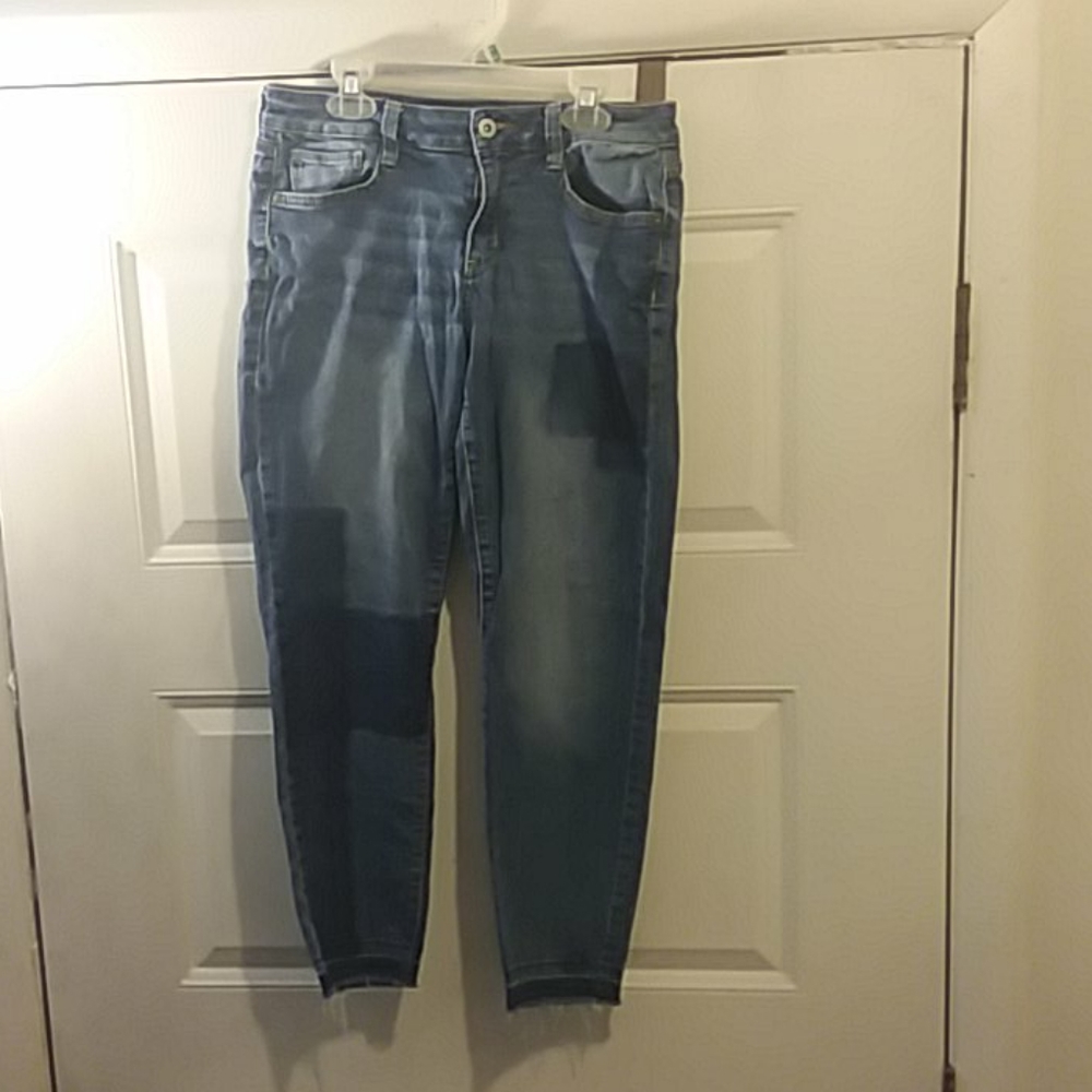 Skinny fit color block denim